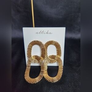 Ettika soft gold mesh chain dangle earrings